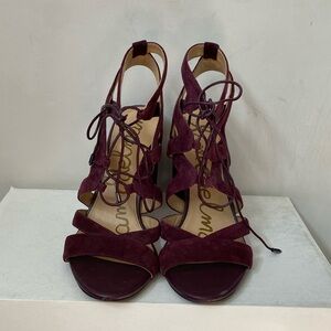 Sam Edelman Burgundy Caged Lace Up Heels 8.5